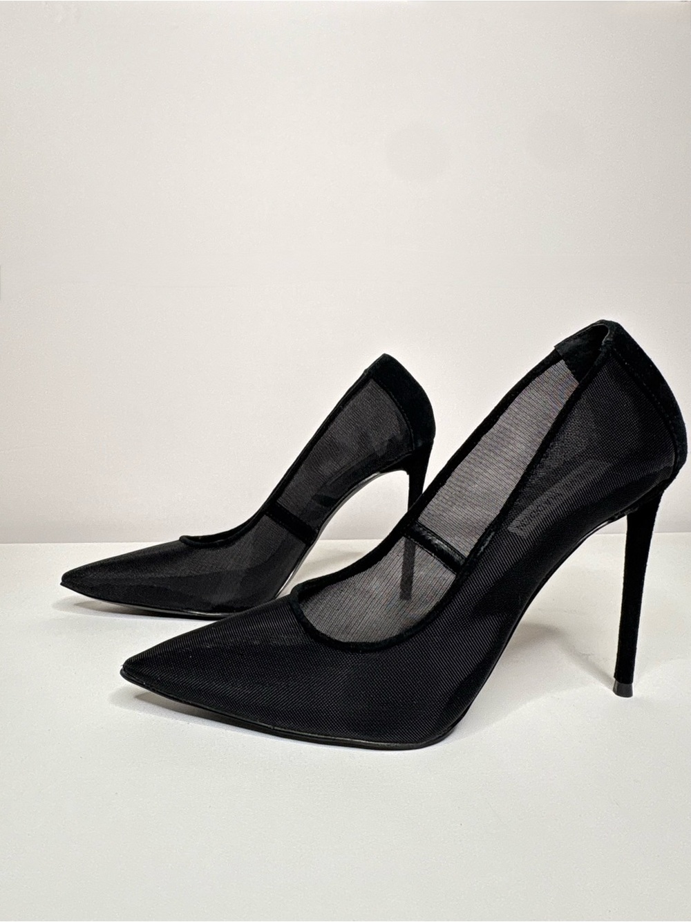 Steve Madden Black Mesh Pointed Stiletto Heels